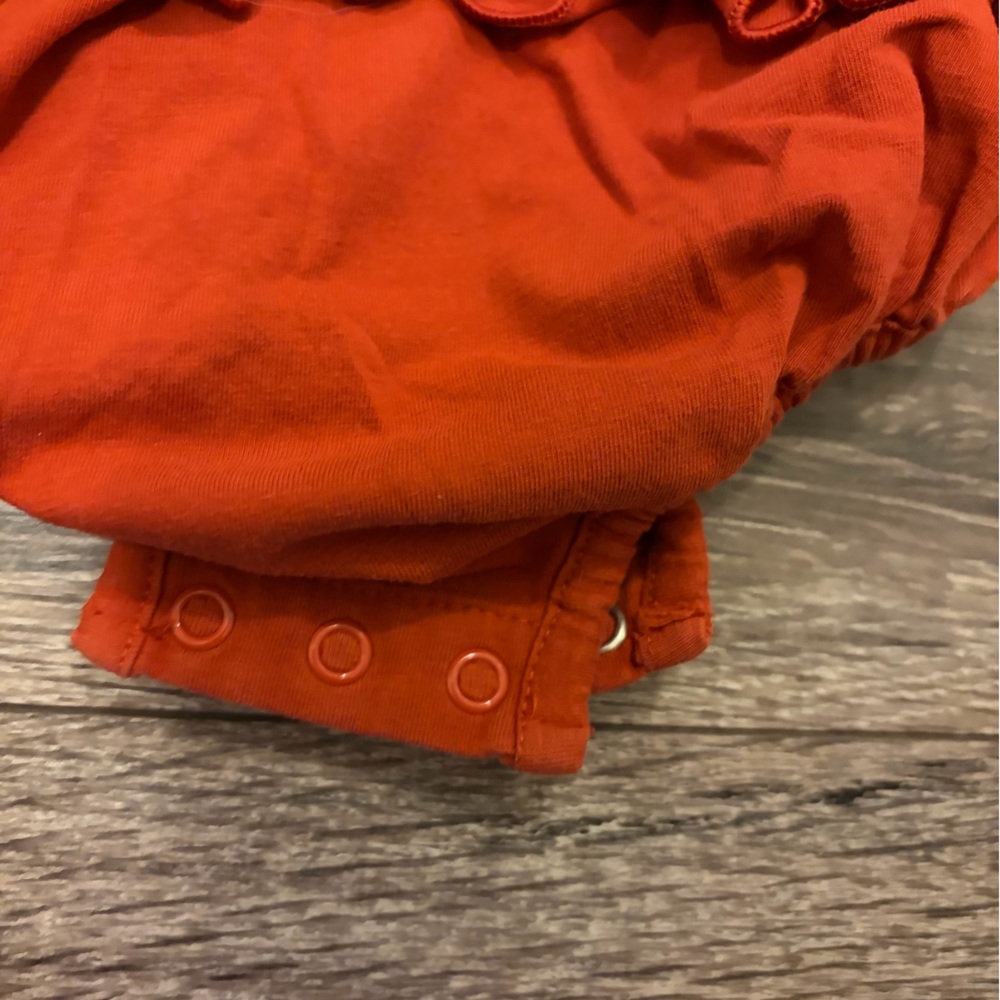 Ruffle Butts Long-Sleeve Ruffle One-Piece in Rust Orange - Picture 4 of 4